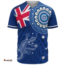 Australia Baseball Shirt Flag With Lizard Aboriginal