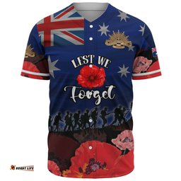 Australia Baseball Shirt - Anzac Day Soldier With Poppies Flowers