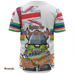Canberra Raiders Baseball Shirt - Happy Australia Day We Are One And Free V2