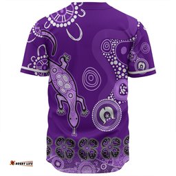 Australia Goanna Aboriginal Baseball Shirt - Indigenous Dot Goanna (Purple) Baseball Shirt