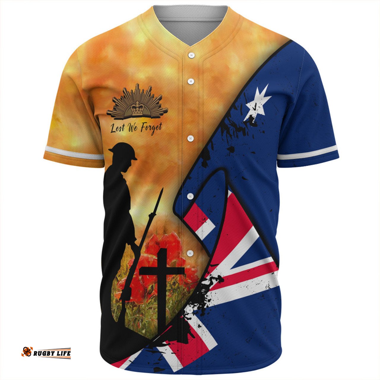 Australia Anzac Day Baseball Shirt - Anzac Day Flag Lest We Forget Baseball Shirt