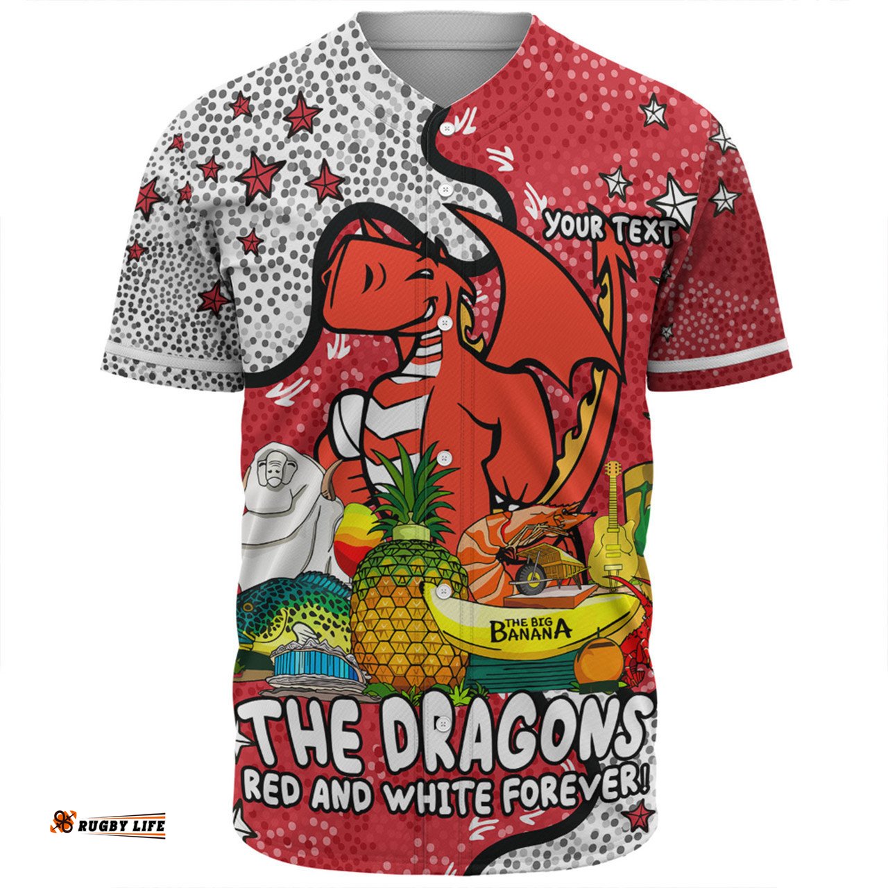 St. George Illawarra Dragons Custom Baseball Shirt - Australian Big Things Baseball Shirt