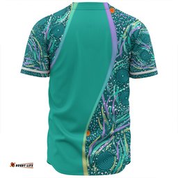 Australia Aboriginal Custom Baseball Shirt - Turquoise Dot Dreamtime Baseball Shirt