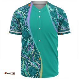 Australia Aboriginal Custom Baseball Shirt - Turquoise Dot Dreamtime Baseball Shirt