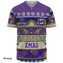 Melbourne Storm Christmas Aboriginal Custom Baseball Shirt - Indigenous Knitted Ugly Xmas Style Baseball Shirt