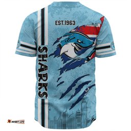 Cronulla-Sutherland Sharks Baseball Shirt - Happy Australia Day Flag Scratch Style
