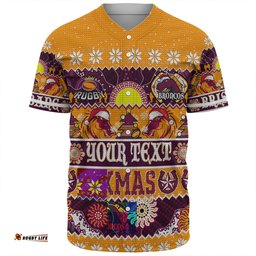 Brisbane Broncos Christmas Aboriginal Custom Baseball Shirt - Indigenous Knitted Ugly Xmas Style Baseball Shirt