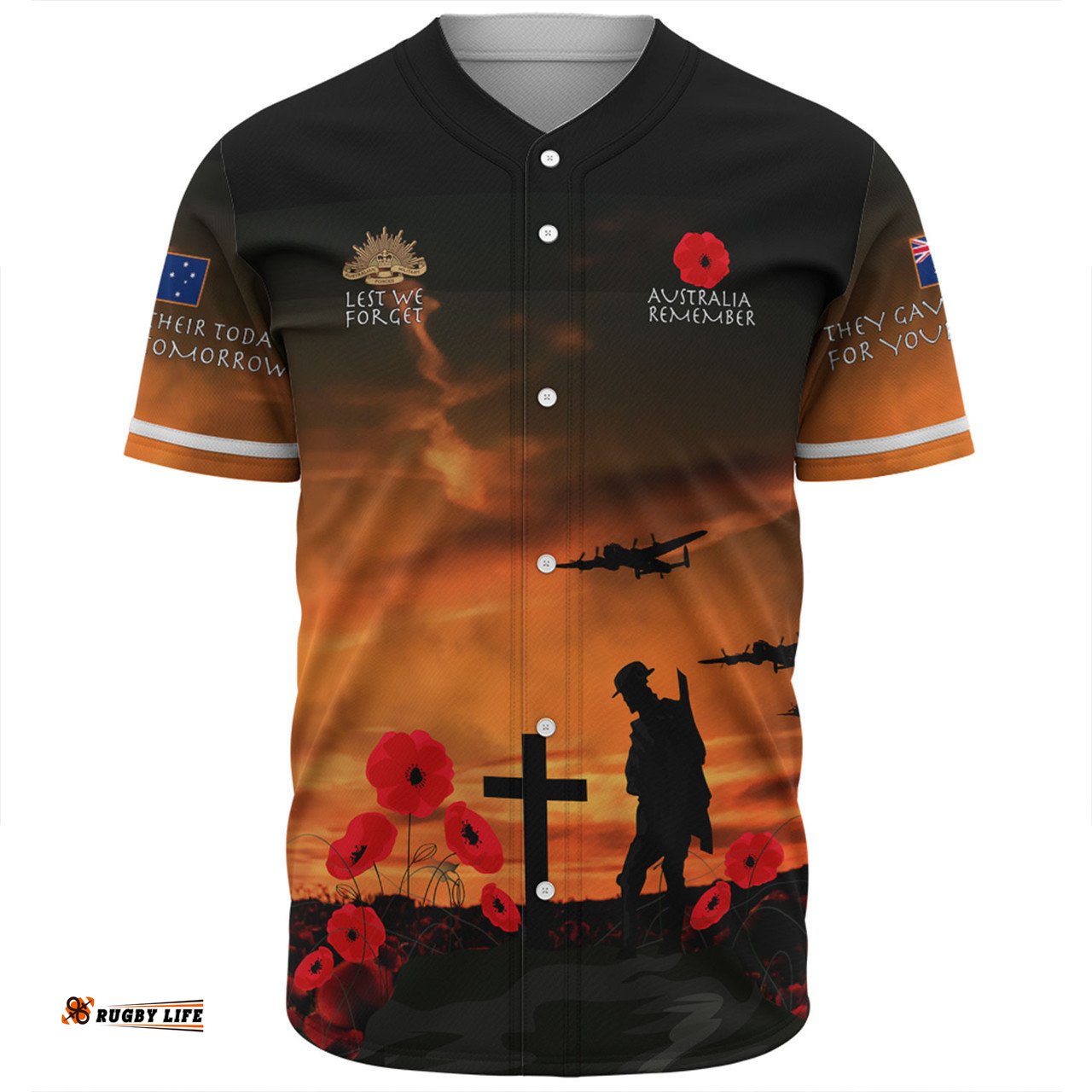 Australia Anzac Day Baseball Shirt - Australia Remember Orange Baseball Shirt