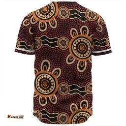 Australia Dot Painting Inspired Aboriginal Baseball Shirt - Aboriginal Dot Pattern Painting Art Baseball Shirt