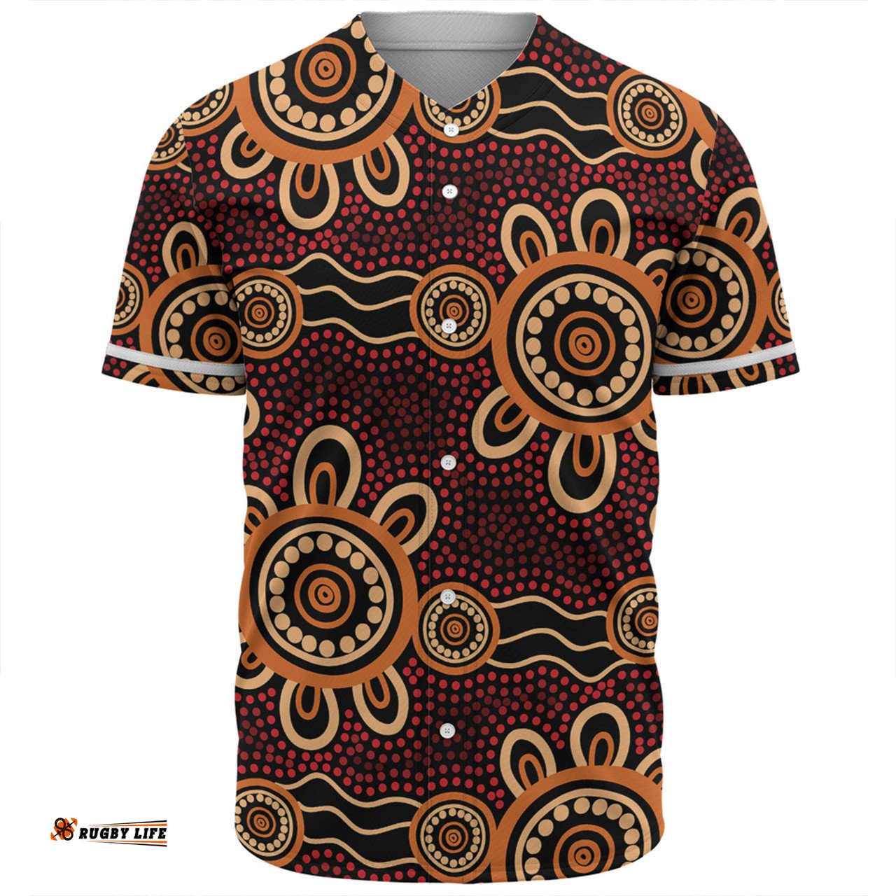 Australia Dot Painting Inspired Aboriginal Baseball Shirt - Aboriginal Dot Pattern Painting Art Baseball Shirt
