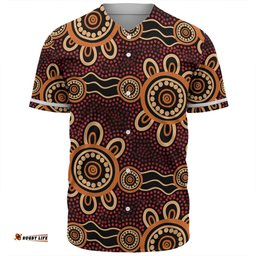 Australia Dot Painting Inspired Aboriginal Baseball Shirt - Aboriginal Dot Pattern Painting Art Baseball Shirt