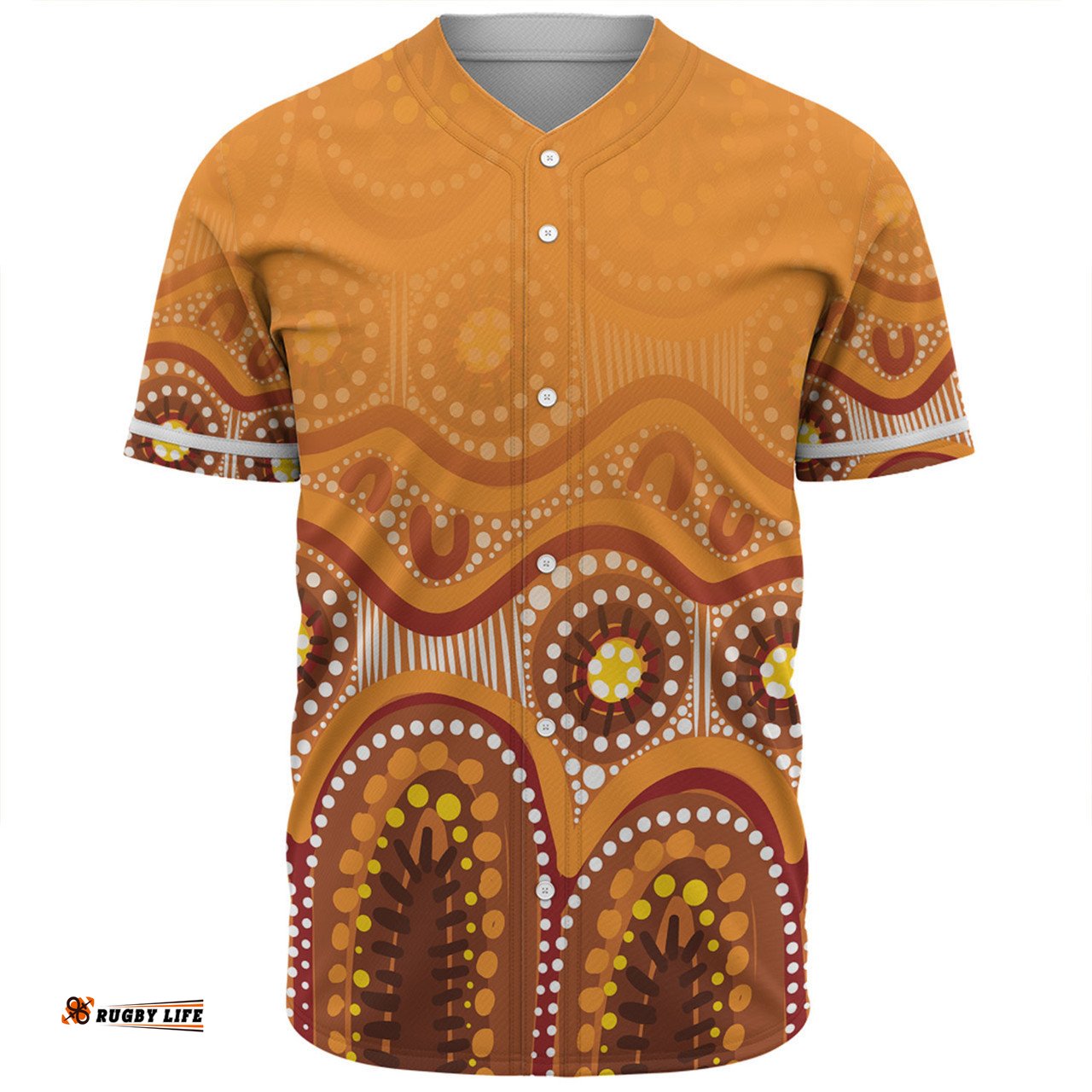 Australia Aboriginal Custom Baseball Shirt - Brown Aboriginal Dot Baseball Shirt