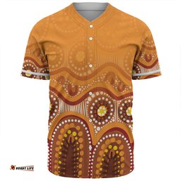 Australia Aboriginal Custom Baseball Shirt - Brown Aboriginal Dot Baseball Shirt