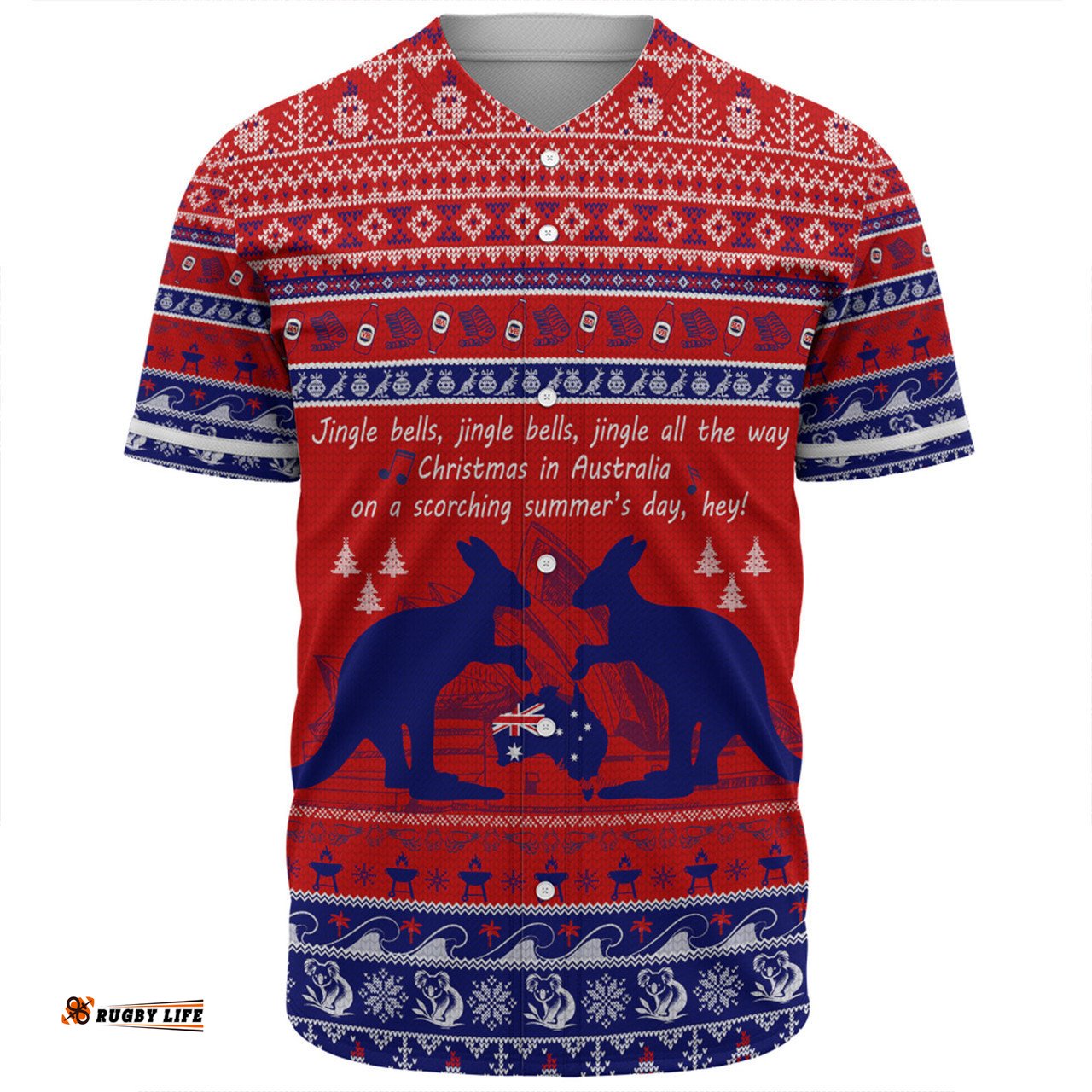 Australian Christmas Carol Christmas Baseball Shirt - Jingle Bells Ugly Style Baseball Shirt