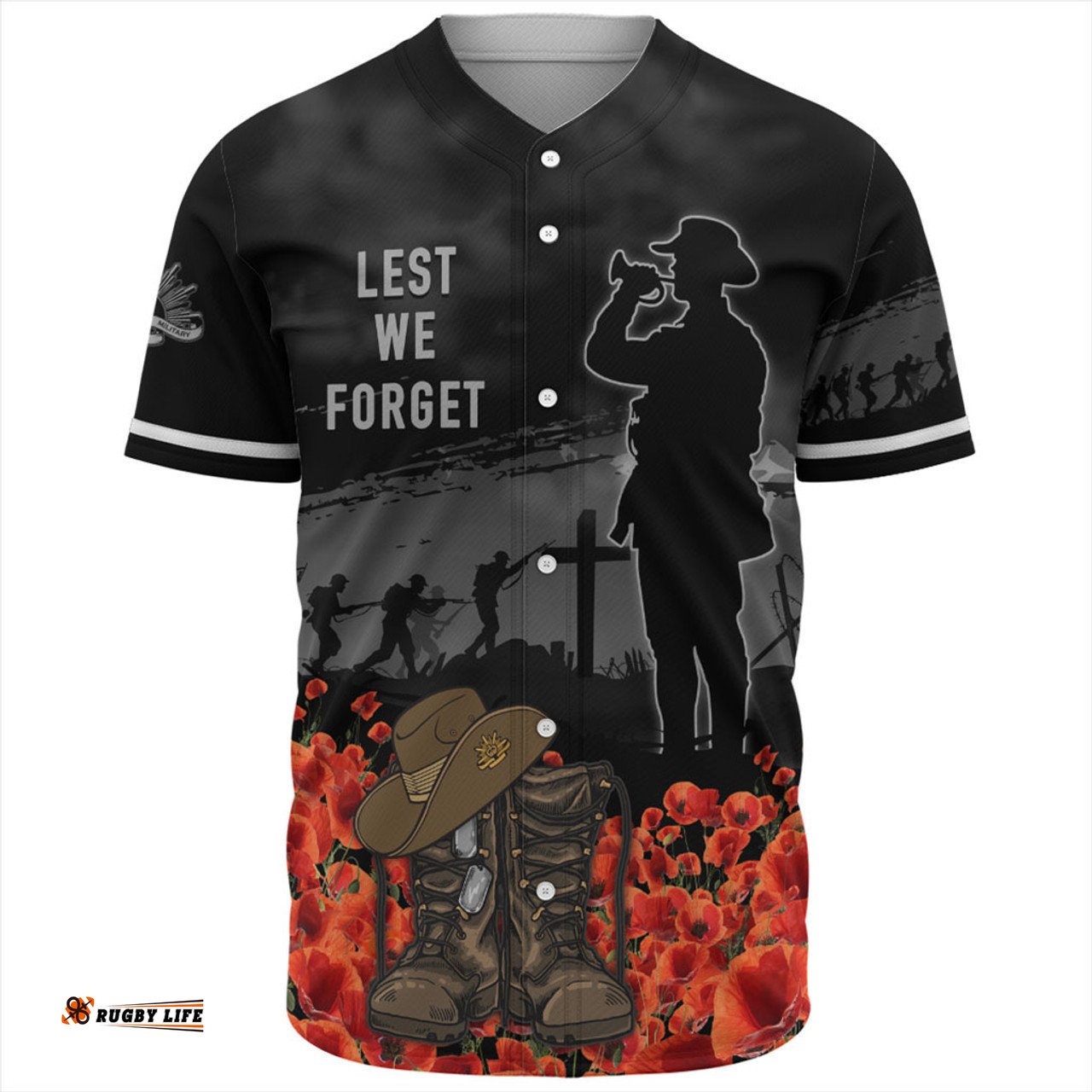 Australia Baseball Shirt Lest We Forget Hat And Boots Design Poppy Flower