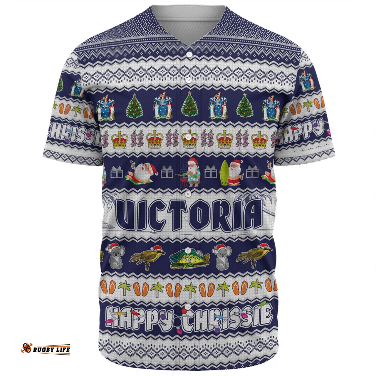Victoria Christmas Custom Baseball Shirt - Happy Chrissie Ugly Style Baseball Shirt