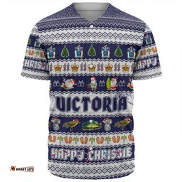 Victoria Christmas Custom Baseball Shirt - Happy Chrissie Ugly Style Baseball Shirt