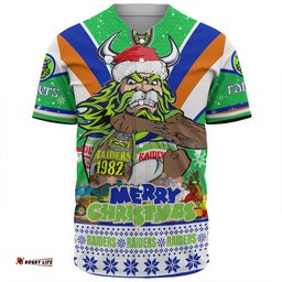 Canberra Raiders Christmas Custom Baseball Shirt - Canberra Viking Santa Aussie Big Things Baseball Shirt