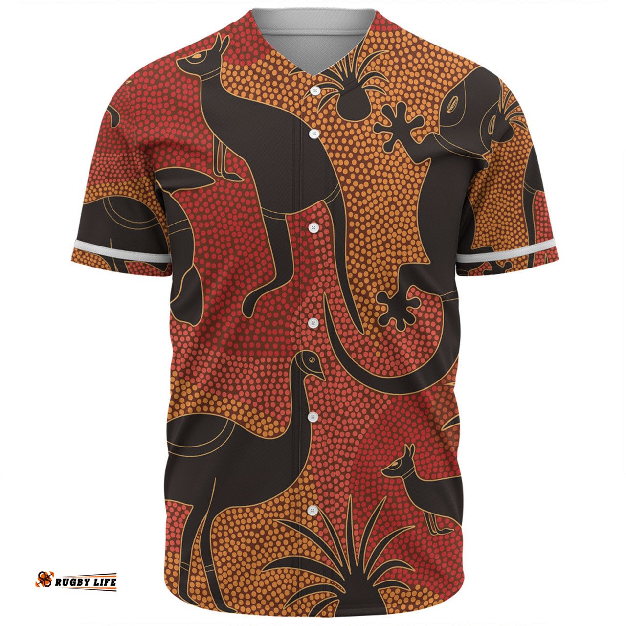 Australia Aboriginal Baseball Shirt - Aboriginal Dot Art With Animals T-shirt Baseball Shirt