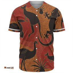 Australia Aboriginal Baseball Shirt - Aboriginal Dot Art With Animals T-shirt Baseball Shirt