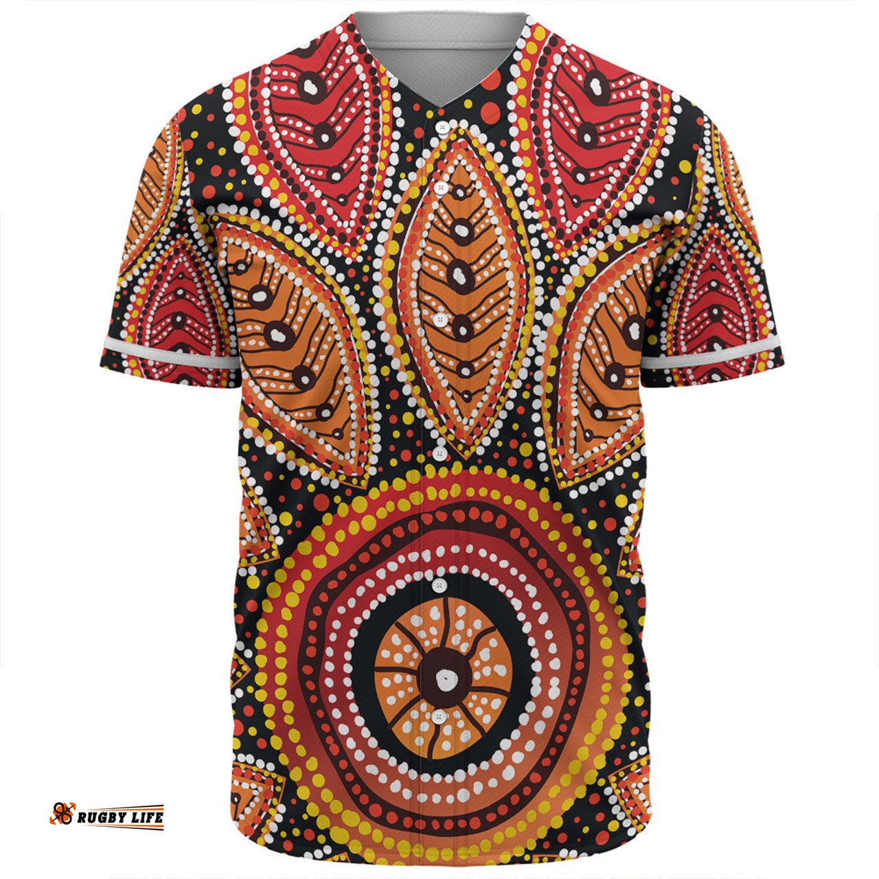 Australia Aboriginal Baseball Shirt - Beautiful Dotted Leaves Aboriginal Art Background Baseball Shirt