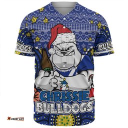 Canterbury-Bankstown Bulldogs Christmas Custom Baseball Shirt - Christmas Knit Patterns Vintage Jersey Ugly Baseball Shirt