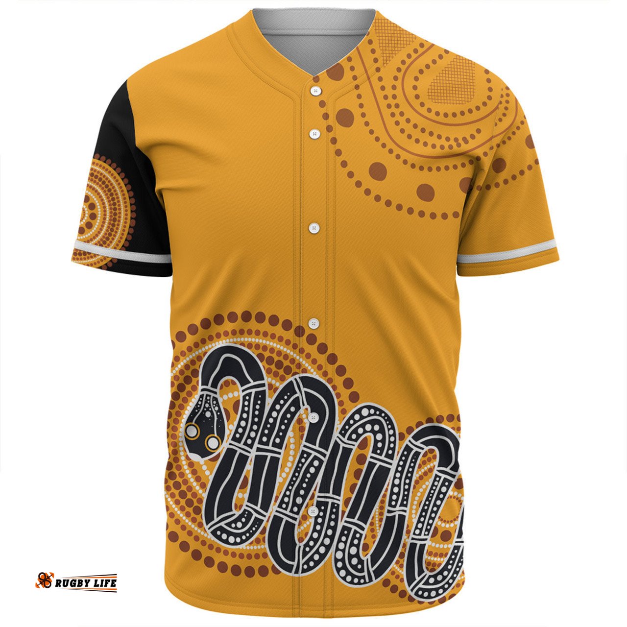 Australia Aboriginal Custom Baseball Shirt - Orange Rainbow Serpent Dreaming Inspired Baseball Shirt