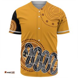 Australia Aboriginal Custom Baseball Shirt - Orange Rainbow Serpent Dreaming Inspired Baseball Shirt