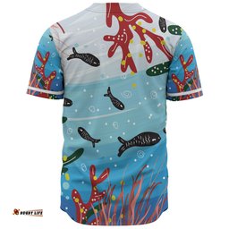 Australia Aboriginal Baseball Shirt - Underwater Concept Aboriginal Art With Fish Baseball Shirt