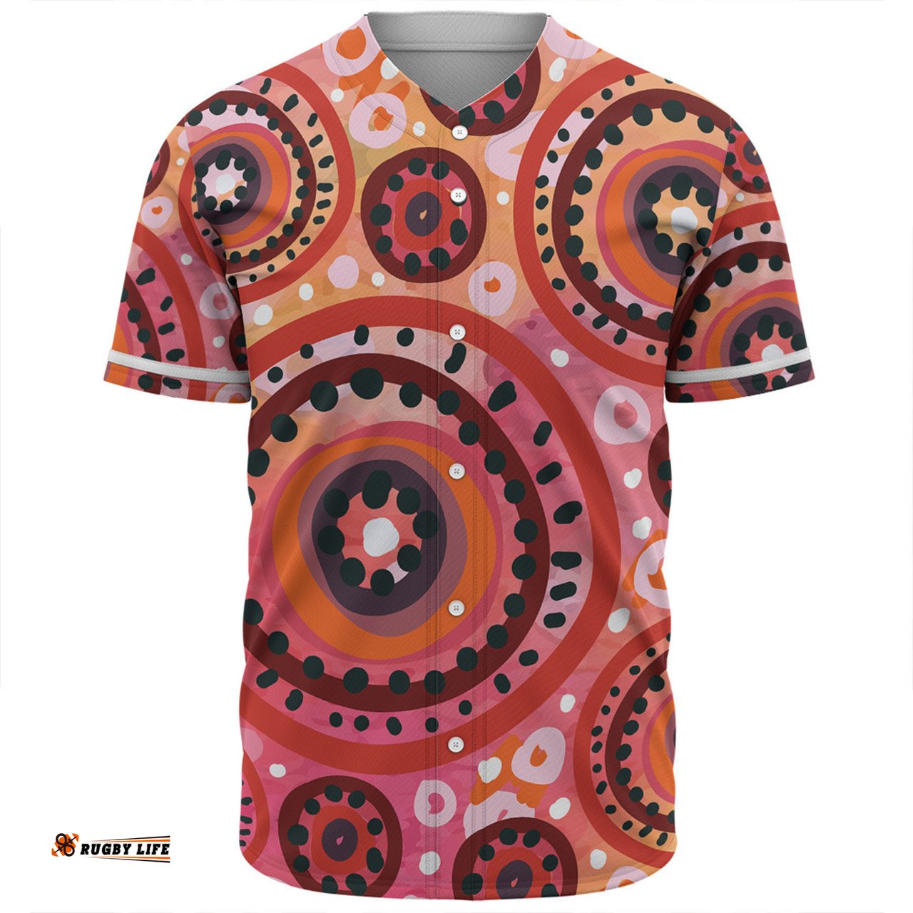 Australia Dot Painting Inspired Aboriginal Baseball Shirt - Circle In The Aboriginal Dot Art Style Baseball Shirt