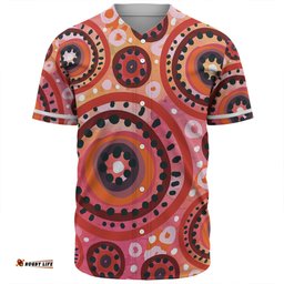 Australia Dot Painting Inspired Aboriginal Baseball Shirt - Circle In The Aboriginal Dot Art Style Baseball Shirt