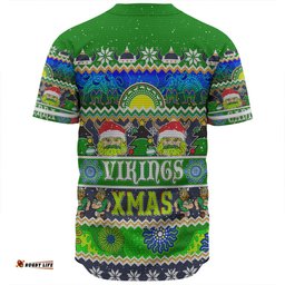Canberra Raiders Christmas Aboriginal Custom Baseball Shirt - Indigenous Knitted Ugly Xmas Style Baseball Shirt