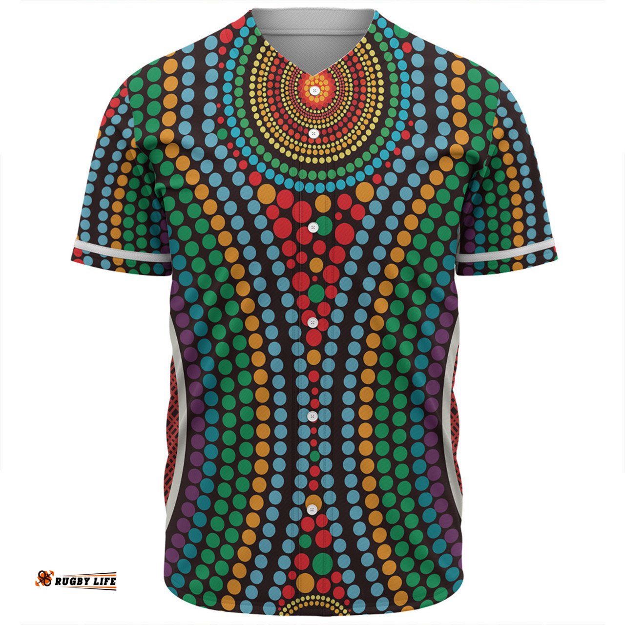 Australia Dot Painting Inspired Aboriginal Baseball Shirt - Dot Color In The Aboriginal Style Baseball Shirt