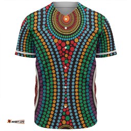 Australia Dot Painting Inspired Aboriginal Baseball Shirt - Dot Color In The Aboriginal Style Baseball Shirt