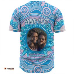 Australia Aboriginal Custom Baseball Shirt - Believe You Can And Hold Firmly Onto Your Dreams Personalised Photo (Blue) Baseball Shirt
