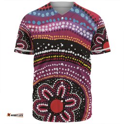 Australia Dot Painting Inspired Aboriginal Baseball Shirt - Aboriginal Color Dot Inspired Baseball Shirt