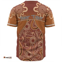 Australia Aboriginal Custom Baseball Shirt - Brown Kangaroo In Aboriginal Dot Art Baseball Shirt