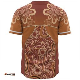 Australia Aboriginal Custom Baseball Shirt - Brown Kangaroo In Aboriginal Dot Art Baseball Shirt