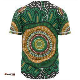 Australia Aboriginal Baseball Shirt - Green Aboriginal Style Dot Painting Baseball Shirt
