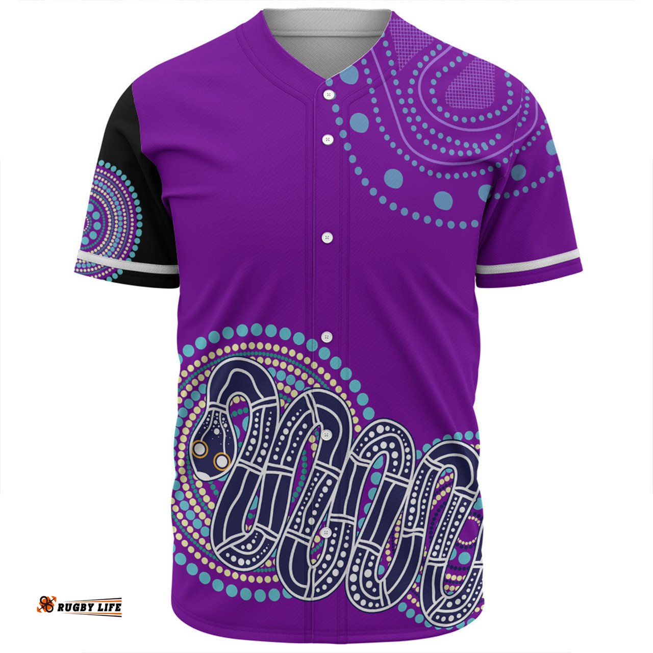 Australia Aboriginal Custom Baseball Shirt - Purple Rainbow Serpent Dreaming Inspired Baseball Shirt