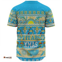 Gold Coast Titans Christmas Aboriginal Custom Baseball Shirt - Indigenous Knitted Ugly Xmas Style Baseball Shirt