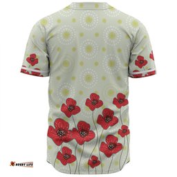 Australia Aboriginal Baseball Shirt - Poppy Flowers Background In Aboriginal Dot Art Style Baseball Shirt