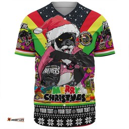 Penrith Panthers Christmas Custom Baseball Shirt - Penrith Panthers Santa Aussie Big Things Christmas Baseball Shirt