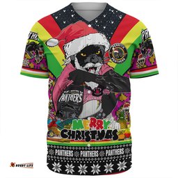 Penrith Panthers Christmas Custom Baseball Shirt - Penrith Panthers Santa Aussie Big Things Christmas Baseball Shirt