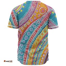 Australia Aboriginal Baseball Shirt - Australian Indigenous Aboriginal Art Vivid Pastel Colours Ver 2 Baseball Shirt