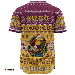 Brisbane Broncos Christmas Custom Baseball Shirt - Chrissie Spirit Baseball Shirt