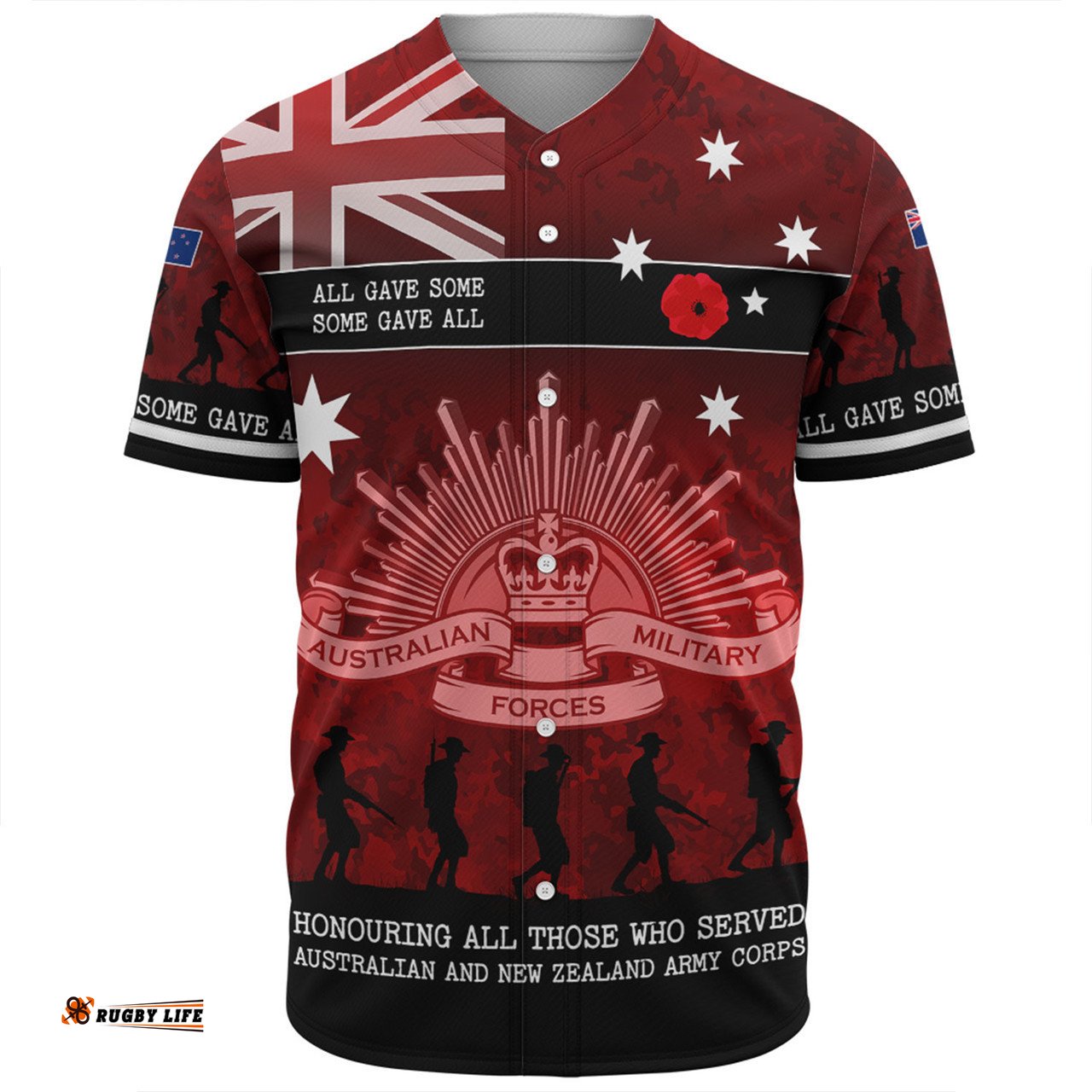 Australia Anzac Day Baseball Shirt - Australia and New Zealand Warriors All gave some Some Gave All Red Baseball Shirt
