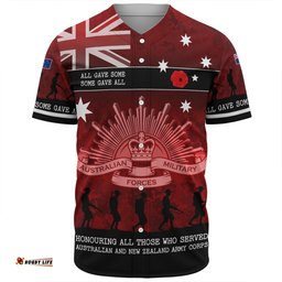 Australia Anzac Day Baseball Shirt - Australia and New Zealand Warriors All gave some Some Gave All Red Baseball Shirt