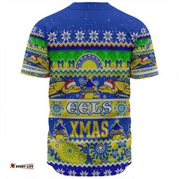 Parramatta Eels Christmas Aboriginal Custom Baseball Shirt - Indigenous Knitted Ugly Xmas Style Baseball Shirt