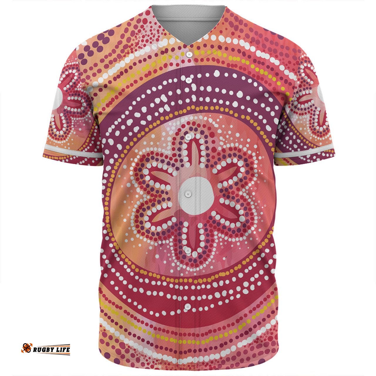 Australia Dot Painting Inspired Aboriginal Baseball Shirt - Aboriginal Style Dot Baseball Shirt